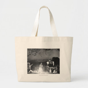 Grand Tote Bag Cowboys jouant et chantant autour d'un feu de camp