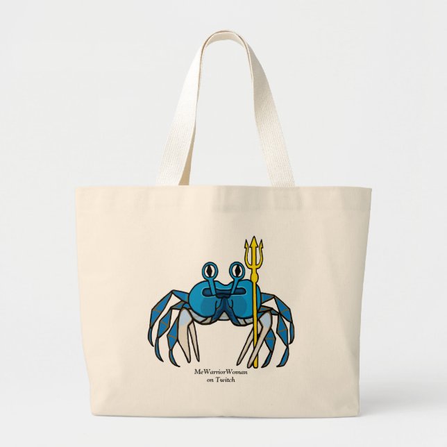 Grand Tote Bag Crabe guerrier bleu, MeWarriorWoman sur Twitch (Devant)