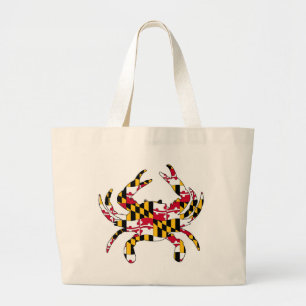 Grand Tote Bag Crabe onduleux de drapeau du Maryland