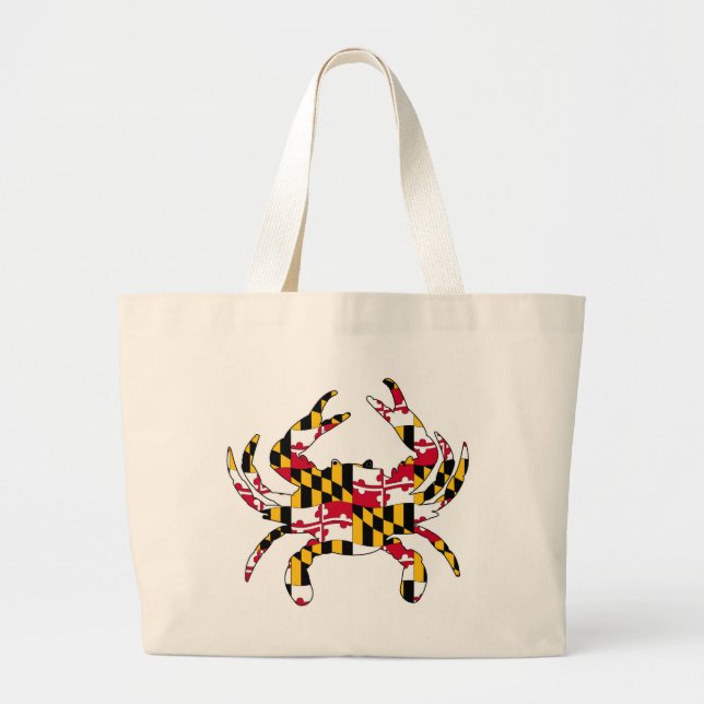 Grand Tote Bag Crabe onduleux de drapeau du Maryland (Devant)