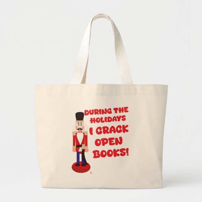 Grand Tote Bag Crack Open Books Nutcracker Lecture Holiday (Devant)