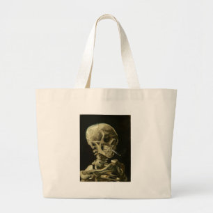 Grand Tote Bag Crâne avec cigarette par Van Gogh