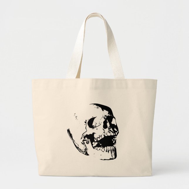 Grand Tote Bag Crâne noir blanc (Devant)