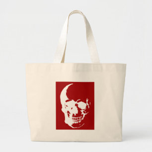 Grand Tote Bag Crâne - Rouge & Blanc métal Imaginaire Art