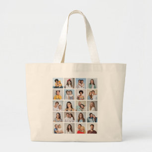 Grand Tote Bag Créez Votre Propre Collage de 20 Photos