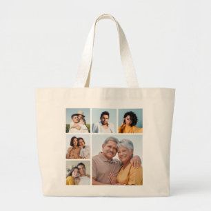 Grand Tote Bag Créez votre propre collection photo de 6 personnes