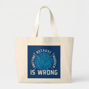 Grand Tote Bag crime de tricot drôle mot art