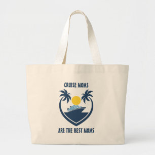 Grand Tote Bag Croisière Moms Meilleur Bateau Palmiers Tropicaux