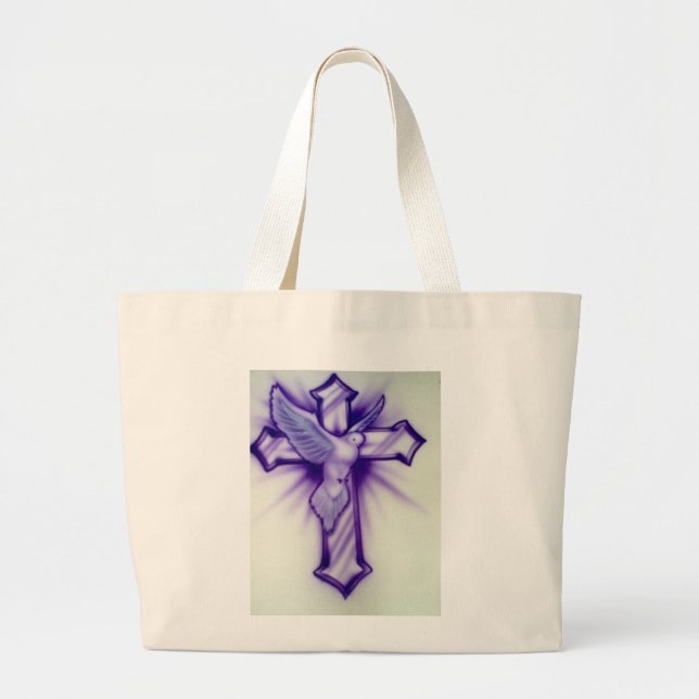 Grand Tote Bag Croix et colombe (Devant)