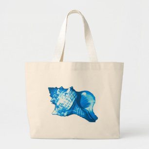 Grand Tote Bag Croquis en coquille de conque - cobalt et bleu cie