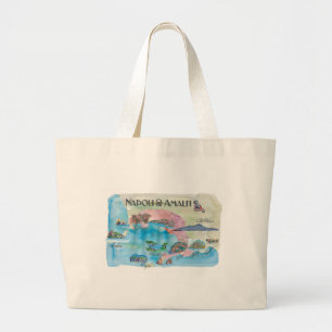 Grand Tote Bag Cru Travelposter d'Amalfi et de Napoli Italie