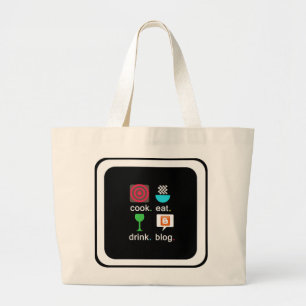 Grand Tote Bag "Cuisinez. Manger. Bois ! Blog" Jumbo Fourre-tout