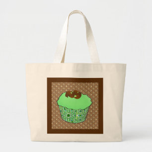 Grand Tote Bag Cupcake au chocolat congelé à la menthe, Arrière -