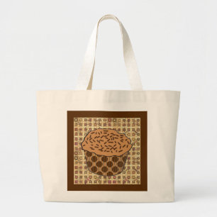 Grand Tote Bag Cupcake caramel givré avec arroses