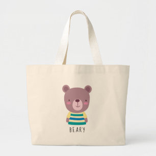 Grand Tote Bag Cute Bear Illustration - Customizable