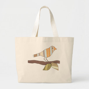 Grand Tote Bag Cute Canvas Fourre-tout - Oiseau sur Branche #1-Er