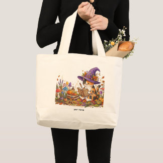 Grand Tote Bag Cute Halloween Witch Cat Herbology Custom Jumbo To