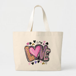 Grand Tote Bag Cute Modern Artsy LOVE - Saint Valentin