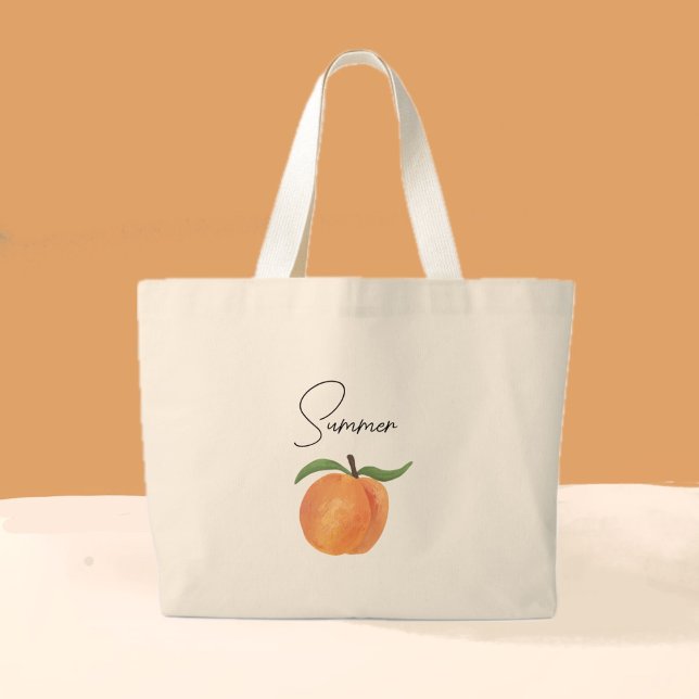 Grand Tote Bag Cute Painted Peach Fruit Illustration  (Créateur téléchargé)