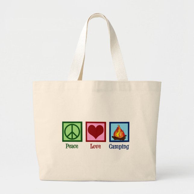 Grand Tote Bag Cute Peace Love Camping (Devant)