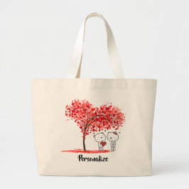 Grand Tote Bag Cute Valentine Aquarelle Artsy Personnaliser
