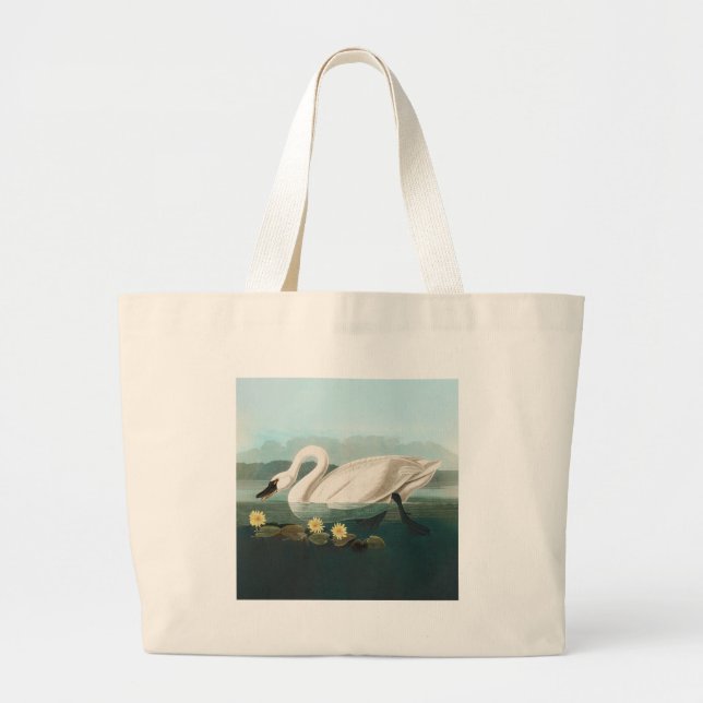Grand Tote Bag cygne audubon cygnes d'eau blanche (Devant)