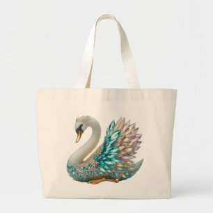 Grand Tote Bag Cygne en Diamant Brillants Or Cristal Bling