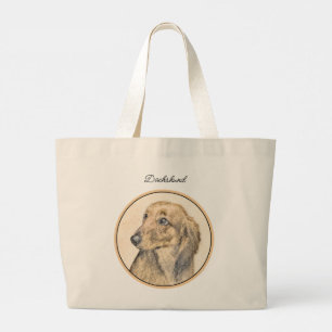 Grand Tote Bag Dachshund Longhaerienne peinture rouge original ch