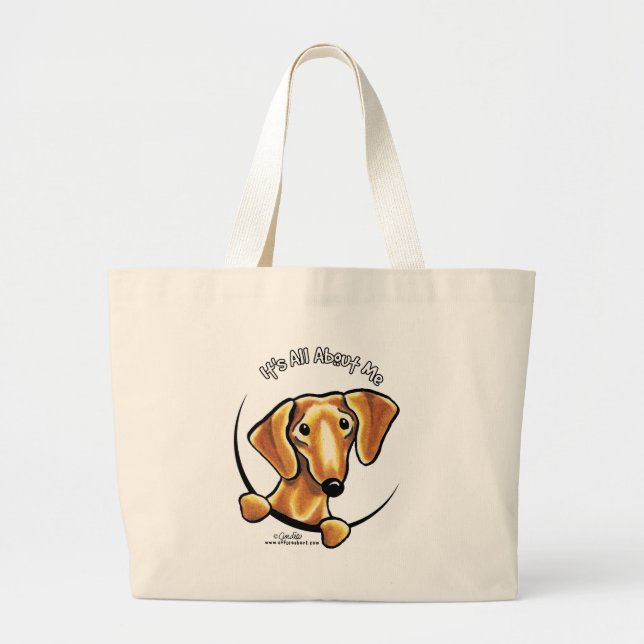 Grand Tote Bag Dachshund Rouge Doux Tout Sur Moi (Devant)