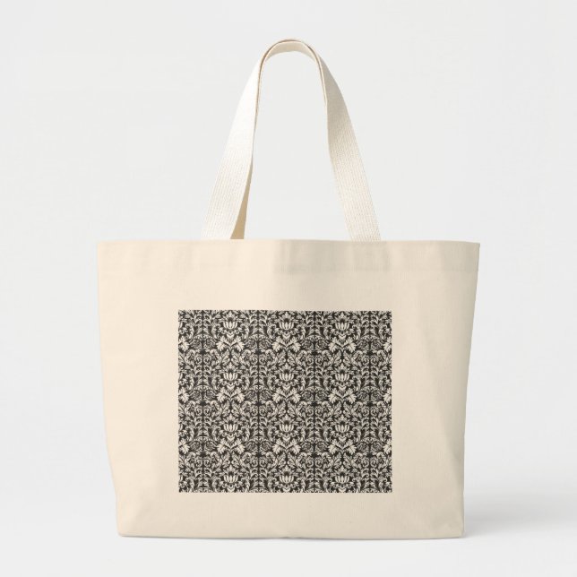 Grand Tote Bag Damask Lace Brocade Classic Wallpaper (Devant)