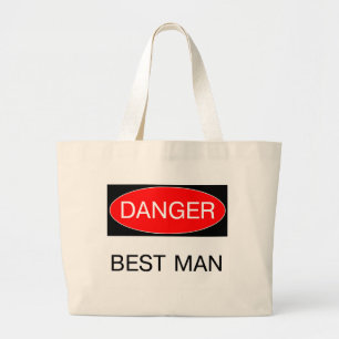 Grand Tote Bag Danger - T-shirt drôle de mariage pour le témoin M