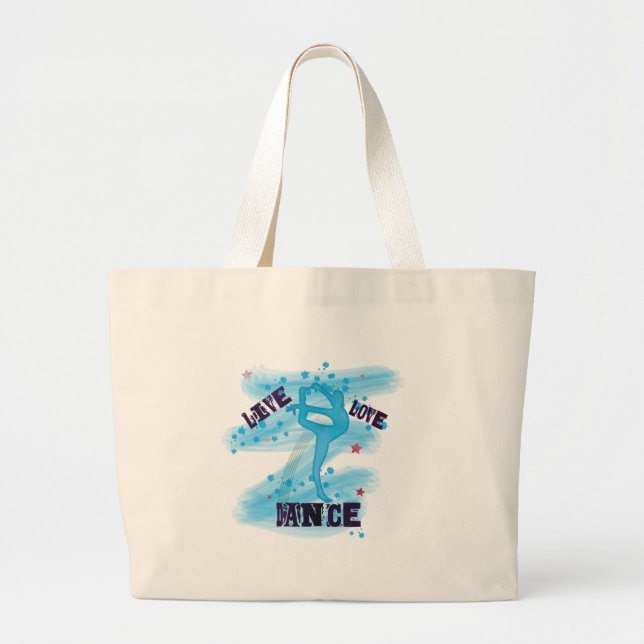 Grand Tote Bag Danseur vivant de bleu de danse d'amour de coutume (Devant)