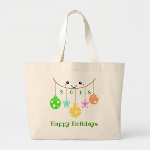 Grand Tote Bag Dated Happy Face Ornamy