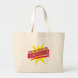 Grand Tote Bag Demander à propos de Resume Job Hunter Logo