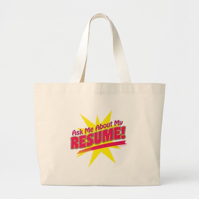 Grand Tote Bag Demander à propos de Resume Job Hunter Logo (Devant)