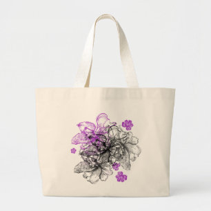 Grand Tote Bag Dentelle de Wahin Orchidée hawaïenne