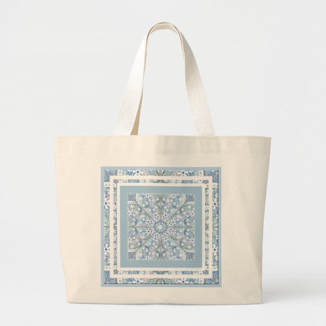 Grand Tote Bag Dentelle en céramique bleu clair (Devant)