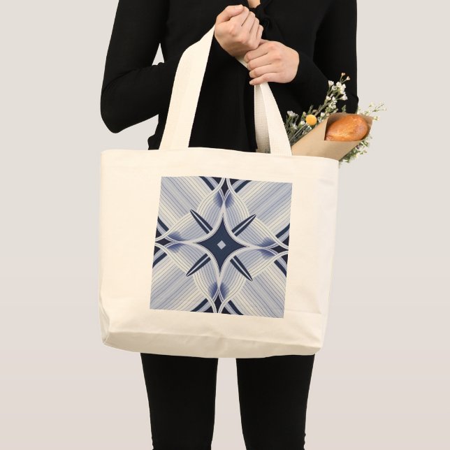 Grand Tote Bag Des touches d'harmonie bleu et gris (Devant (produit))