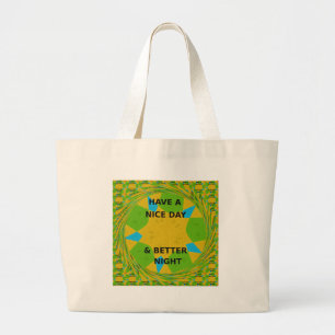 Grand Tote Bag Design circulaire "Bonne journée et meilleure nuit