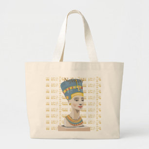 Grand Tote Bag Design magnifique de Nefertiti et carrelé Cartouch