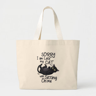 Grand Tote Bag Désolé, je suis en retard - Règles pour chats !