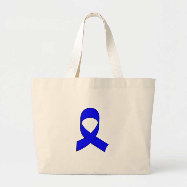 Grand Tote Bag Dessin de ruban bleu (Devant)