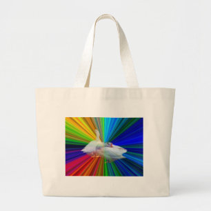 Grand Tote Bag deux oies blanches en très arrière - plan