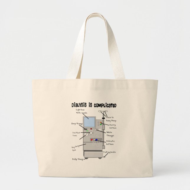 Grand Tote Bag Dialyse Infirmière/Tech Dons Amusants (Devant)