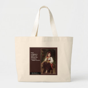 Grand Tote Bag Dicton Yiddish Concernant les Pommes & Graphique