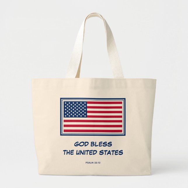 Grand Tote Bag DIEU BÉNISSE LES ÉTATS-UNIS | Patriotique | Amériq (Devant)