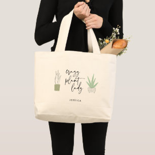 Grand Tote Bag Dingue Plante dame Plante Amateurs de script Dessi