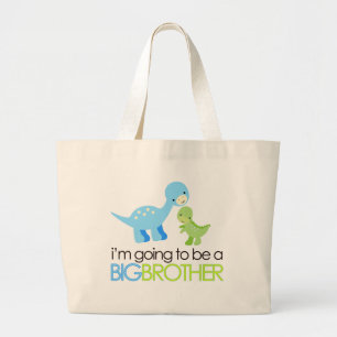 Grand Tote Bag Dinosaure je vais être un frère