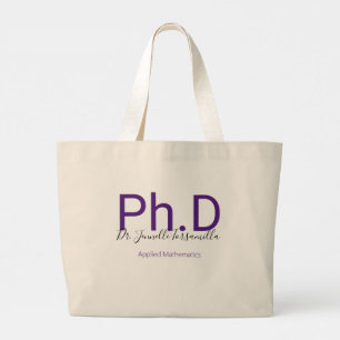 Grand Tote Bag Diplômé Purple Nom du diplôme Ph.D