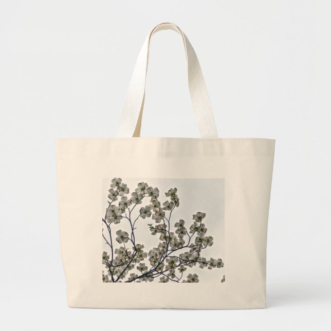 Grand Tote Bag Dogwood à fleurs blanches (Devant)
